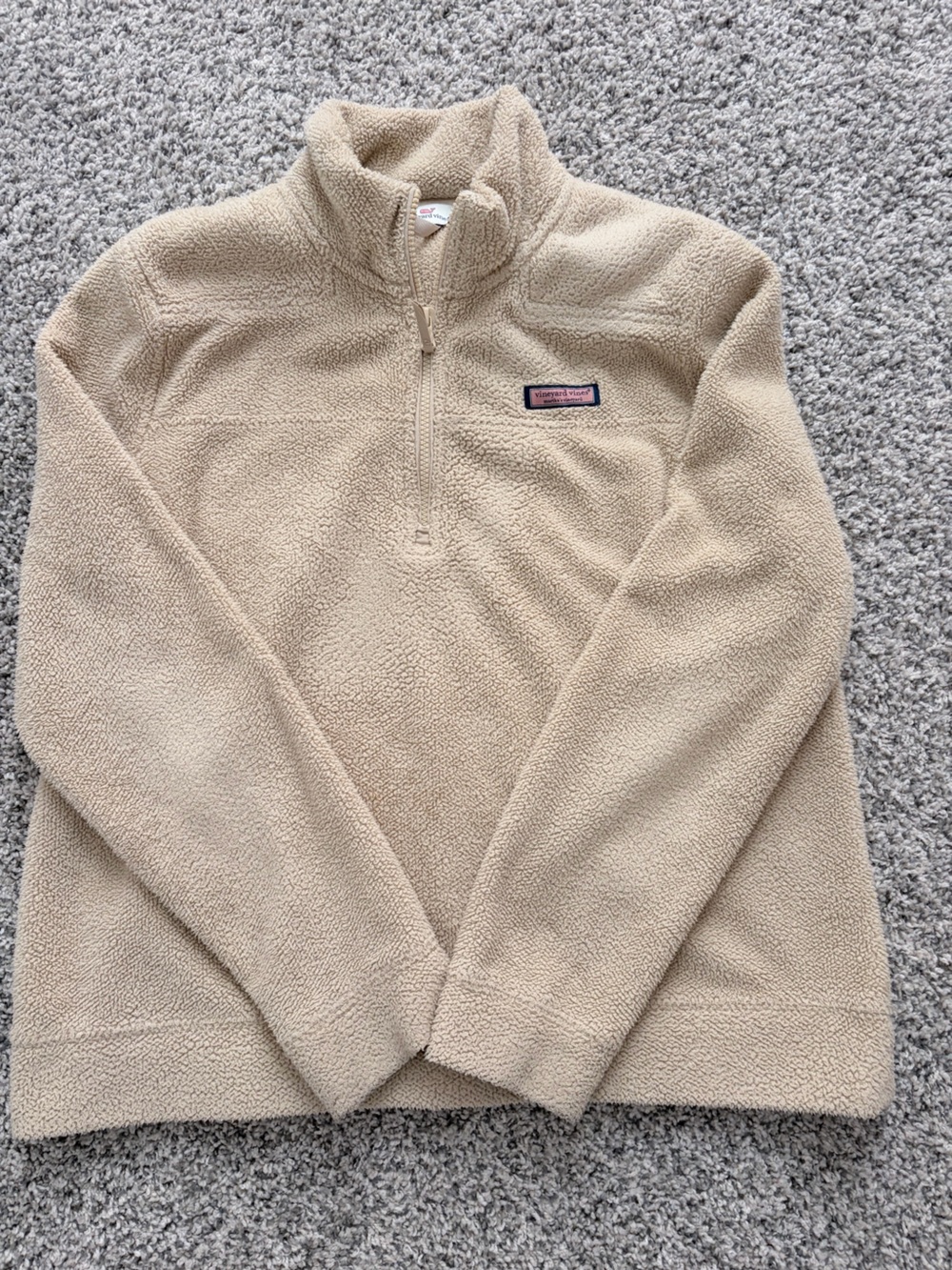 Vineyard Vines Women's Beige Sherpa Quarter-Zip Jacket